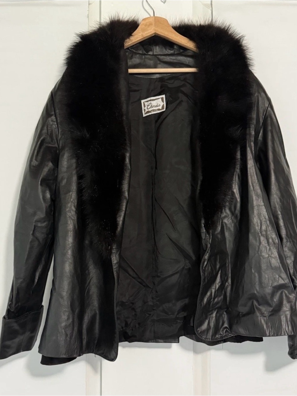 vintage 80s Chordas black leather jacket Sz XL